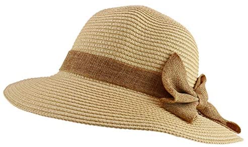 Trendy Apparel Shop Women's Bow Band Paper Braid Large Brim Sun Bucket Hat