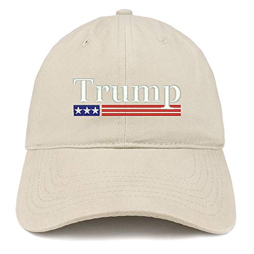 Trendy Apparel Shop Trump USA Flag Embroidered 100% Cotton Adjustable Cap Dad Hat