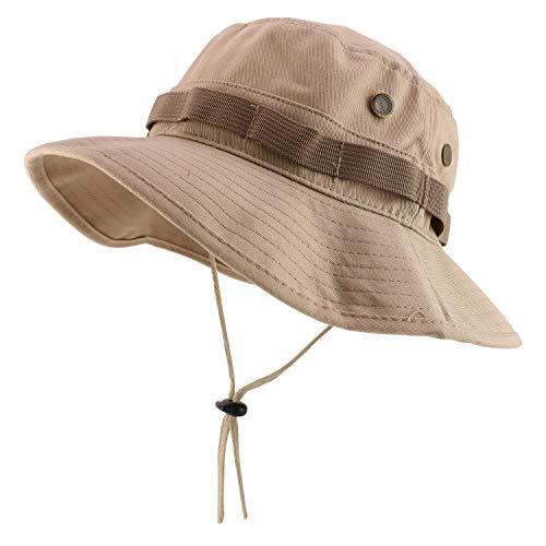 Trendy Apparel Shop Solid Color Outdoor Hunting Boonie with Chin Strip