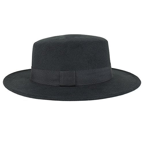 Trendy Apparel Shop Women's Poly Faux Felt Panama Hat with Text 'Food for Thought' Underbrim - Black