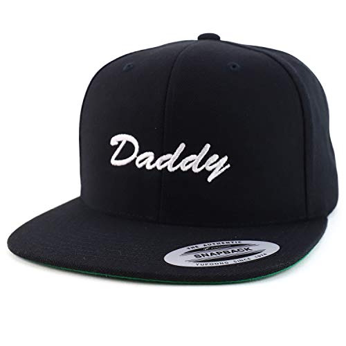 Trendy Apparel Shop Flexfit Daddy Script Font Embroidered Structured Flatbill Snapback Cap