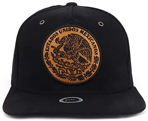 Trendy Apparel Shop Estados Unidos Mexicanos Leather Patch Flatbill Snapback Cap - Black