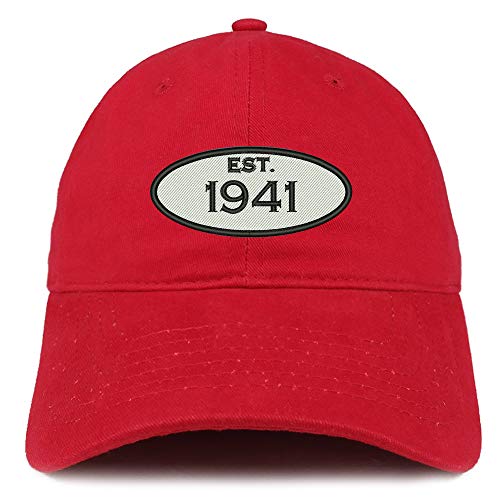 Trendy Apparel Shop 80th Birthday Established 1941 Soft Crown Brushed Cotton Cap
