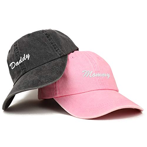 Trendy Apparel Shop Script Mommy and Daddy Pigment Dyed Couple 2 Pc Cap Set