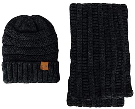 Trendy Apparel Shop Winter Knit Cuff Beanie Hat and Infinity Scarf 2 Piece Set