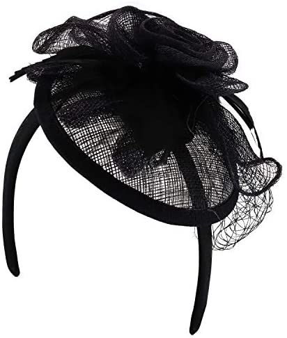 Trendy Apparel Shop Sinamay Feather Rose Net Womens Fascinators Headband