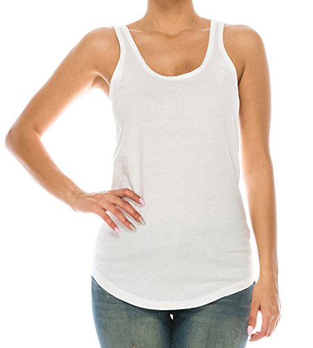 Trendy Apparel Shop Plain Racerback Scallop Bottom Tank Top