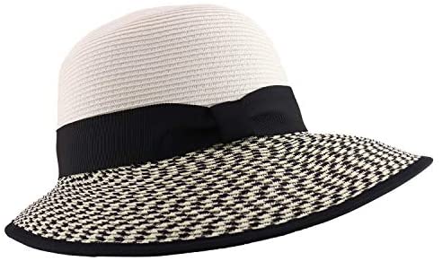 Trendy Apparel Shop UPF 50+ Women's Paper Braid Unbalanced Brim Sun Hat