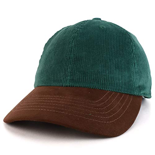 Trendy Apparel Shop 2 Tone 100% Cotton with Synthetic Suede Visor Baseball Cap