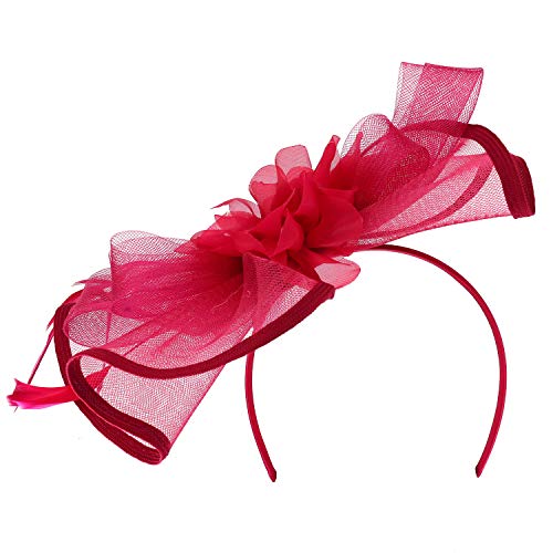 Trendy Apparel Shop Flower Feather Fascinator with Binded Hem Edge