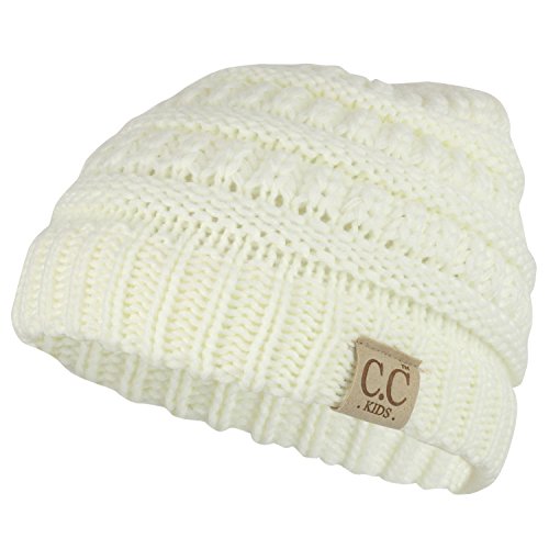 Trendy Apparel Shop Kid's Crochet Knit Winter Short Beanie Hat