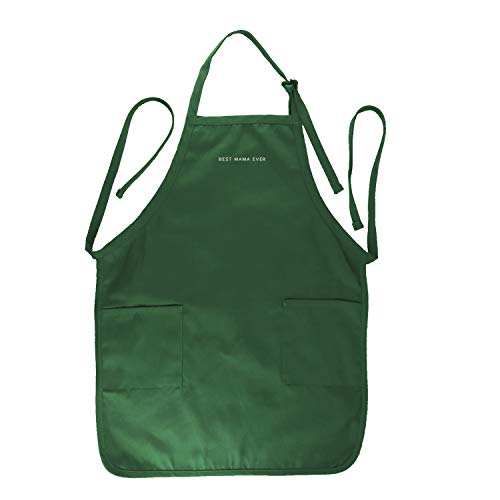 Trendy Apparel Shop Best Mama Ever One Line Embroidered Full Length Apron with Pockets