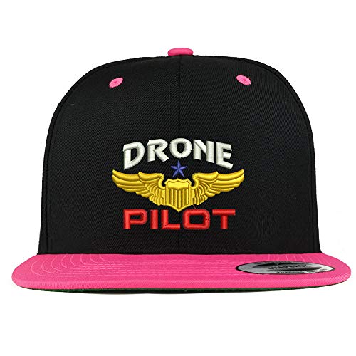 Trendy Apparel Shop Flexfit Drone Pilot Aviation Wing Embroidered Premium 2-Tone Flatbill Snapback Cap