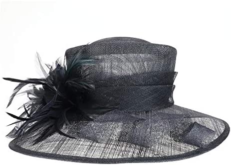 Trendy Apparel Shop Loops Feather Flower Decorated Kentucky Derby Sinamay Hat