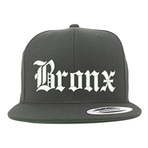 Trendy Apparel Shop Old English Font Bronx City Embroidered Flat Bill Cap