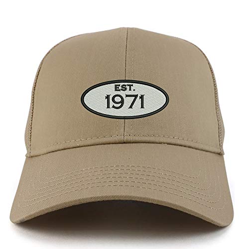 Trendy Apparel Shop Established 1971 Embroidered 50th Birthday High Profile High Profile Trucker Mesh Cap