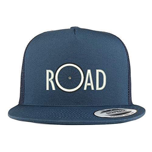 Trendy Apparel Shop Bicycle Road Embroidered 5 Panel Flatbill Mesh Cap