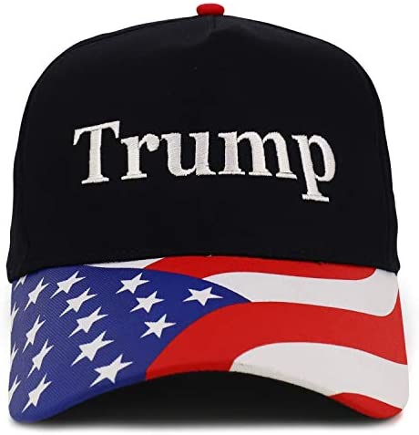Trendy Apparel Shop Trump Embroidered 5 Panel USA Flag Printed Bill Structured Baseball Cap
