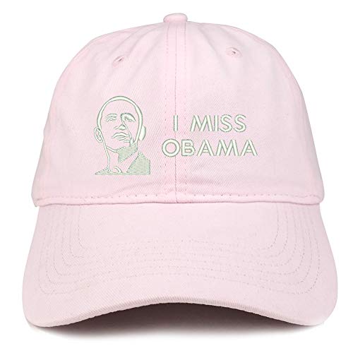 Trendy Apparel Shop I Miss Obama and Portrait Embroidered Brushed Cotton Cap