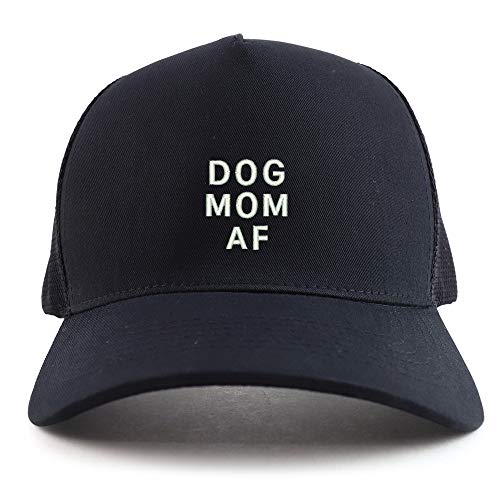 Trendy Apparel Shop Dog Mom Af Embroidered Oversized 5 Panel XXL Trucker Mesh Cap