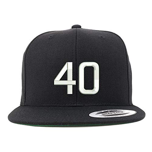 Trendy Apparel Shop Number 40 Embroidered Snapback Flatbill Baseball Cap