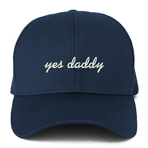 Trendy Apparel Shop XXL Yes Daddy Embroidered Structured Trucker Mesh Cap