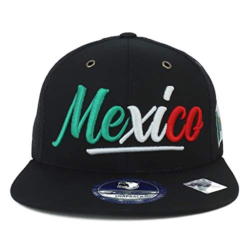Trendy Apparel Shop 3D Mexico Embroidered Micromesh Flatbill Snapback Hat