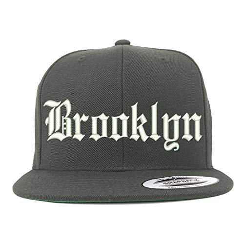 Trendy Apparel Shop Old English Font Brooklyn City Embroidered Flat Bill Cap