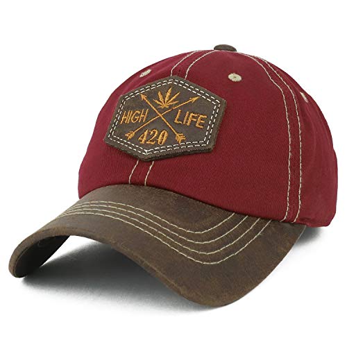 Trendy Apparel Shop High Life Marijuana 420 Faux Leather Patch Cotton Cap