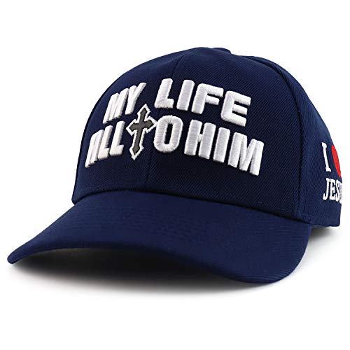 Trendy Apparel Shop My Life All to Him Cross 3D Embroidered Jesus Baseball Cap