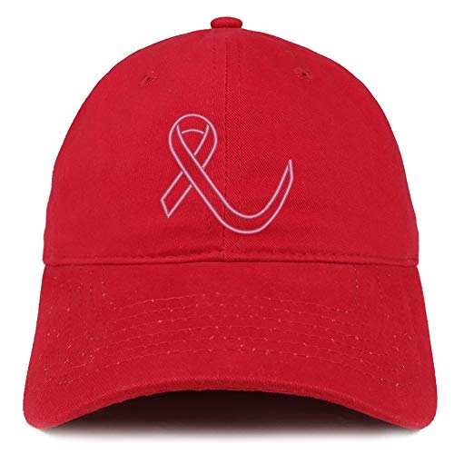 Trendy Apparel Shop Breast Cancer Ribbon Embroidered Soft Brushed Cotton Cap