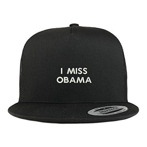 Trendy Apparel Shop Flexfit XXL I Miss Obama Embroidered 5 Panel Flatbill Trucker Mesh Cap