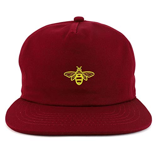 Trendy Apparel Shop Bee Embroidered Unstructured Flatbill Snapback Cap