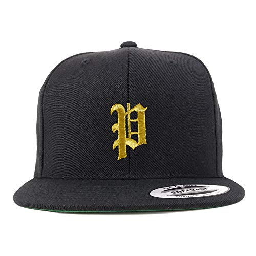 Trendy Apparel Shop Old English Gold P Embroidered Snapback Flatbill Baseball Cap