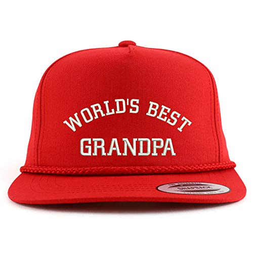 Trendy Apparel Shop World's Best Grandpa Embroidered 5 Panel Flatbill Braid Snapback Golf Cap