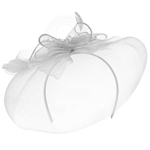 Trendy Apparel Shop Mesh Floral Ribbon Knot Feather Beaded Fascinator Headband