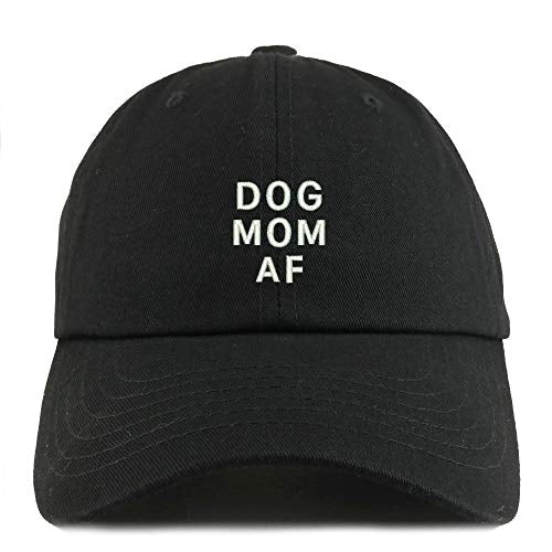 Trendy Apparel Shop Dog Mom AF Embroidered Solid Adjustable Unstructured Hat