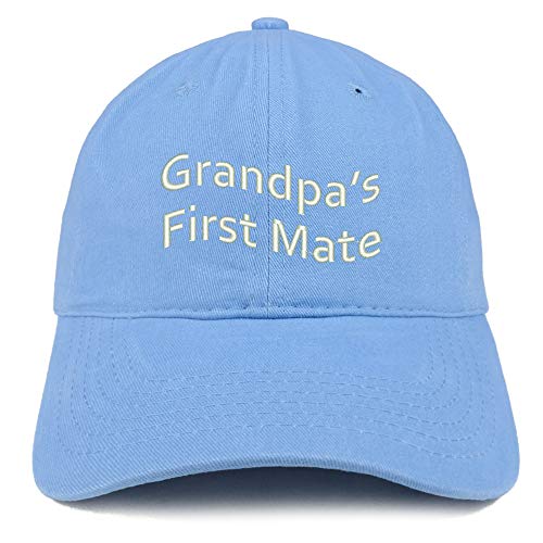Trendy Apparel Shop Grandpa's First Mate Embroidered Soft Crown 100% Brushed Cotton Cap