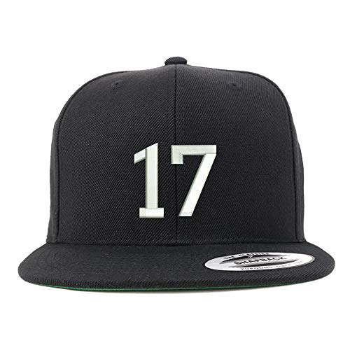 Trendy Apparel Shop Number 17 Embroidered Snapback Flatbill Baseball Cap