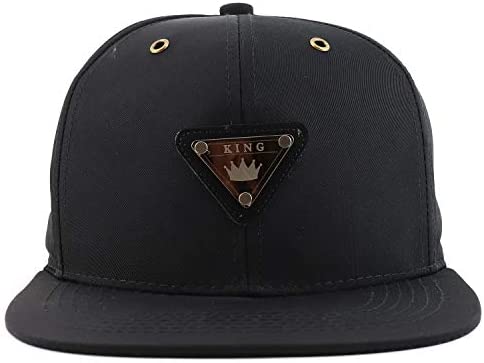 Trendy Apparel Shop King and Queen Metal Patch Flatbill Snapback Hat