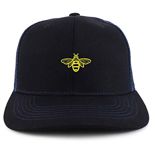 Trendy Apparel Shop Bee Embroidered Two Tone Mesh Back Trucker Baseball Cap