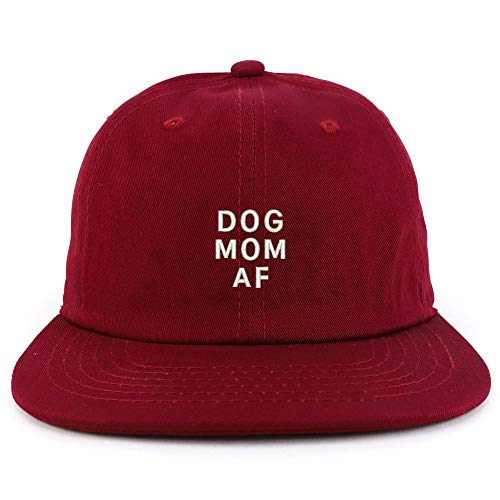 Trendy Apparel Shop Dog Mom AF Embroidered Low Profile Cotton Snapback Cap