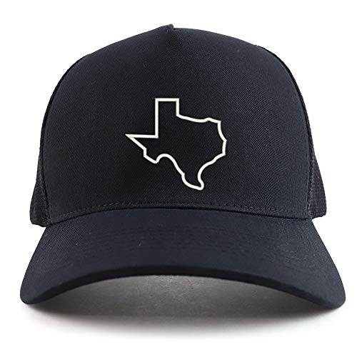 Trendy Apparel Shop Texas State Outline Embroidered Oversized 5 Panel XXL Trucker Mesh Cap