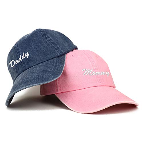 Trendy Apparel Shop Script Mommy and Daddy Pigment Dyed Couple 2 Pc Cap Set