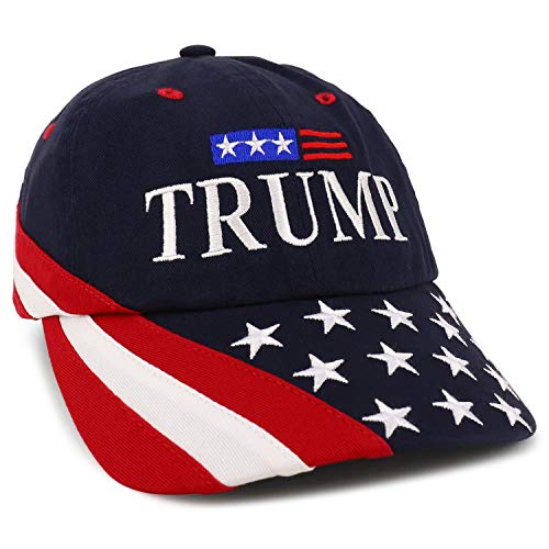 Trendy Apparel Shop Trump Embroidered USA Flag and Stars Bill Unstructured Baseball Cap