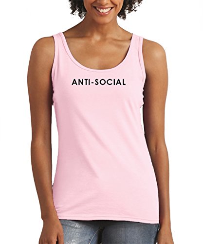 Trendy Apparel Shop Anti Social Printed Women's Premium Relaxed Modern Fit Cotton Tank Top