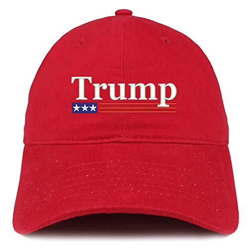 Trendy Apparel Shop Trump USA Flag Embroidered 100% Cotton Adjustable Cap Dad Hat