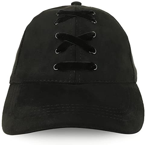 Trendy Apparel Shop Shoe Lace Front Suede Adjustable Baseball Cap