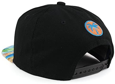 Trendy Apparel Shop Palm Tree Print and 3D Puff Embroidered Flatbill Snapback Cap