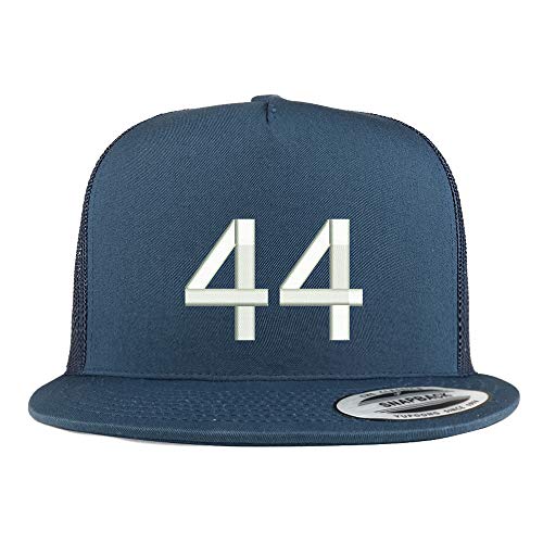 Trendy Apparel Shop Number 44 Embroidered 5 Panel Flatbill Trucker Mesh Cap